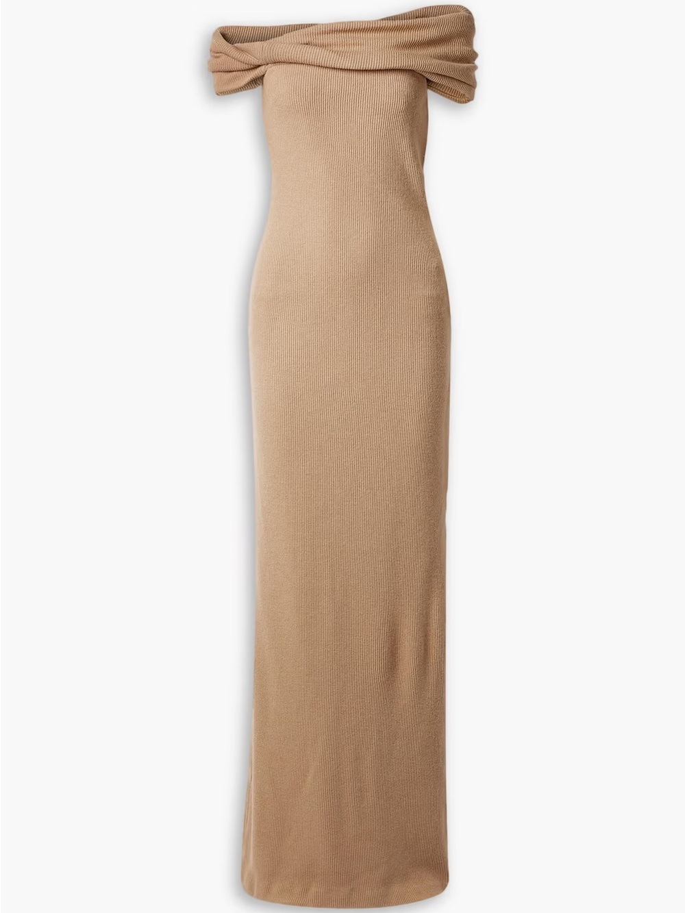 BRANDON MAXWELL Off-the-shoulder cutout ribbed-knit maxi dress MSRP $1995